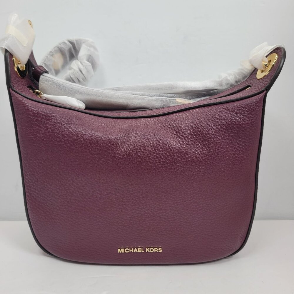 Michael Kors Raven Women's Plum MD Messenger Leather Hand Bag NWT